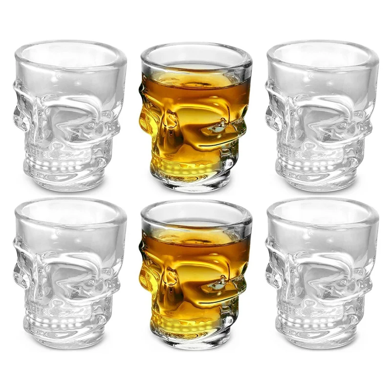 Whisky Beer And Wine - 1/2 pezzi testa di teschio bicchiere